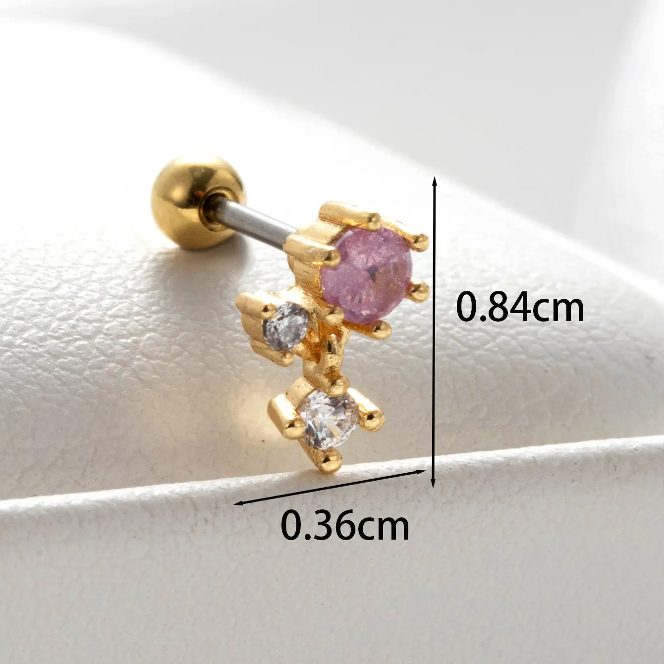 1 Piece Simple Series Classic Flower Titanium Steel 18K Gold Plated Zircon Women's Stud Earrings h5 